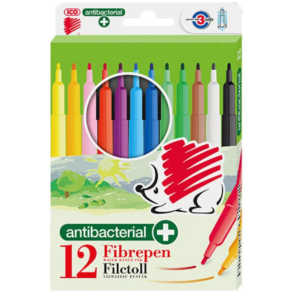 ICO: SÜNI Antibakterielle farbige Filzstift-Set 12 Stück Bild 1