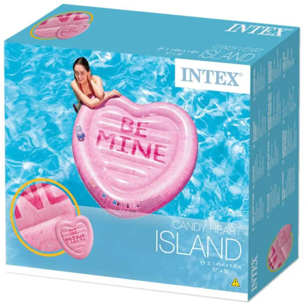 Intex: Aufblasbare Luftmatratze in Herzform mit Bonbon-Muster 145x142cm Bild 2