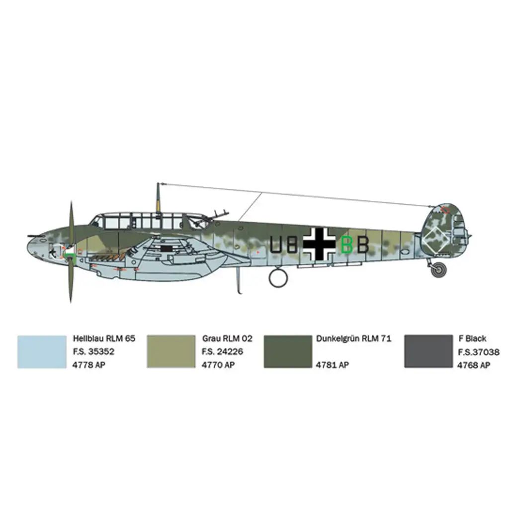 Italeri 1/72 Bf 110 C Zerstörer Jagdflugzeugmodell Bild 3