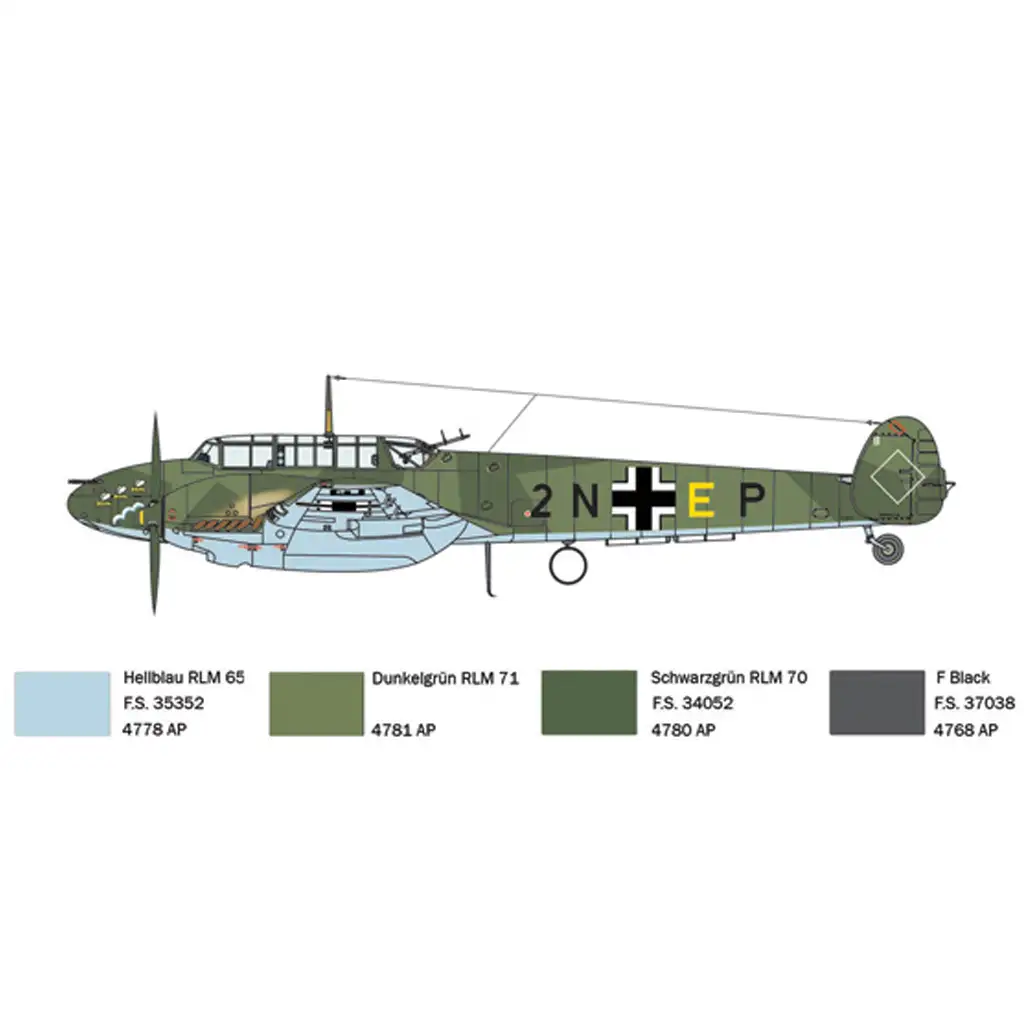 Italeri 1/72 Bf 110 C Zerstörer Jagdflugzeugmodell Bild 4