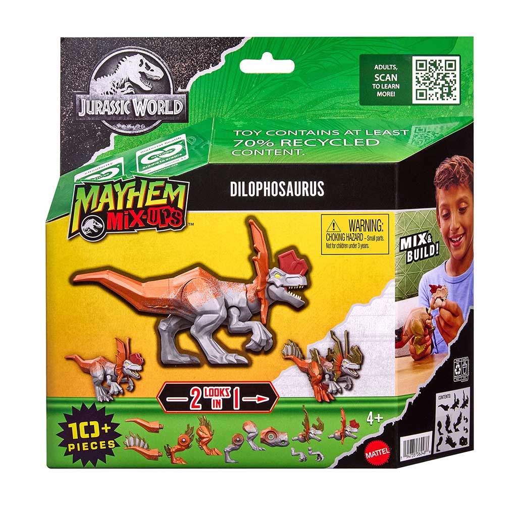 Jurassic World: Mayhem Mix-Ups DIY Mutanten-Dino Dilophosaurus - Mattel Bild 1