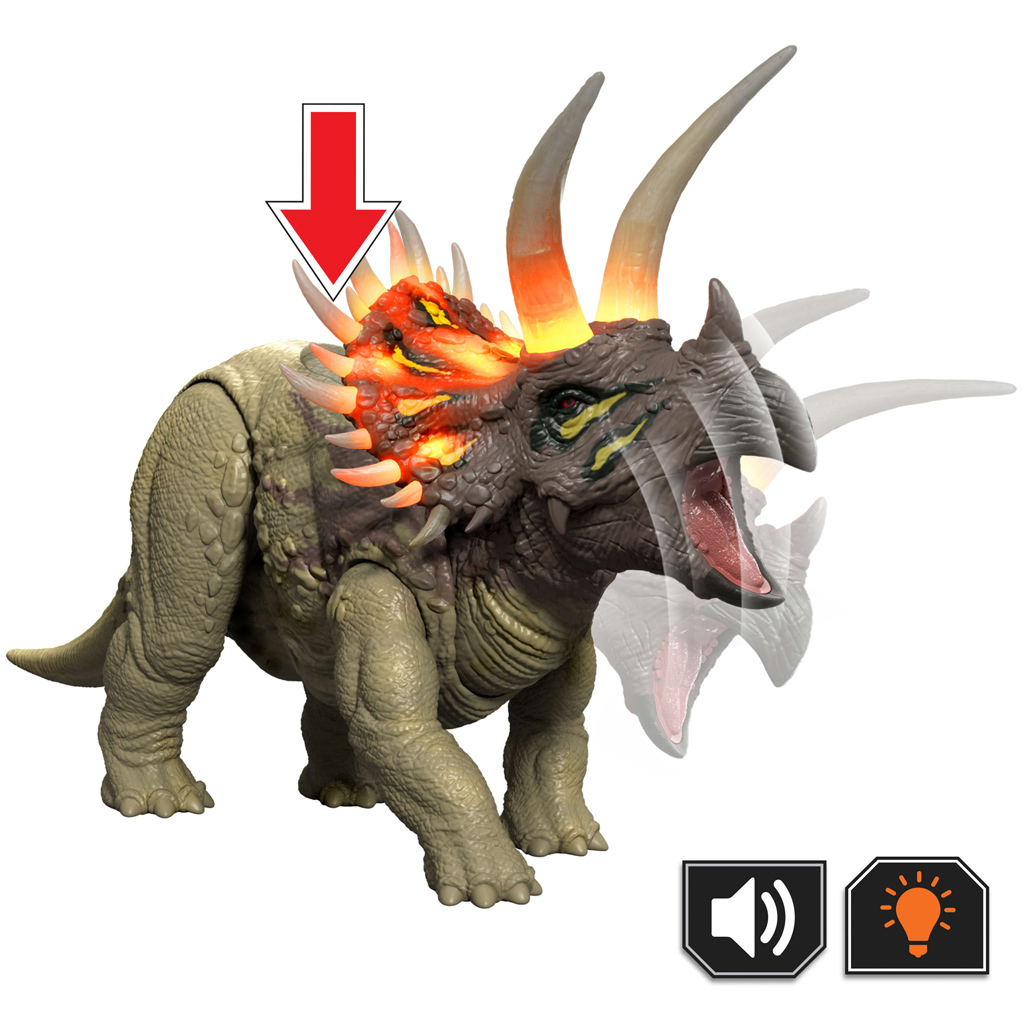 Jurassic World: Triceratops Angreif-Dino mit Sound und Licht – Mattel Bild 3