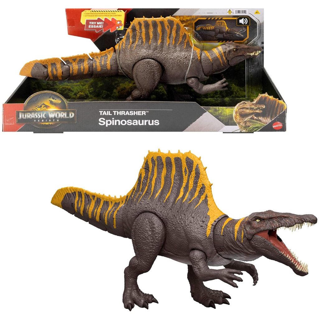 Jurassic World: Wiedergeburt Tail Thrasher Spinosaurus kolossale Dinosaurierfigur - Mattel Bild 1