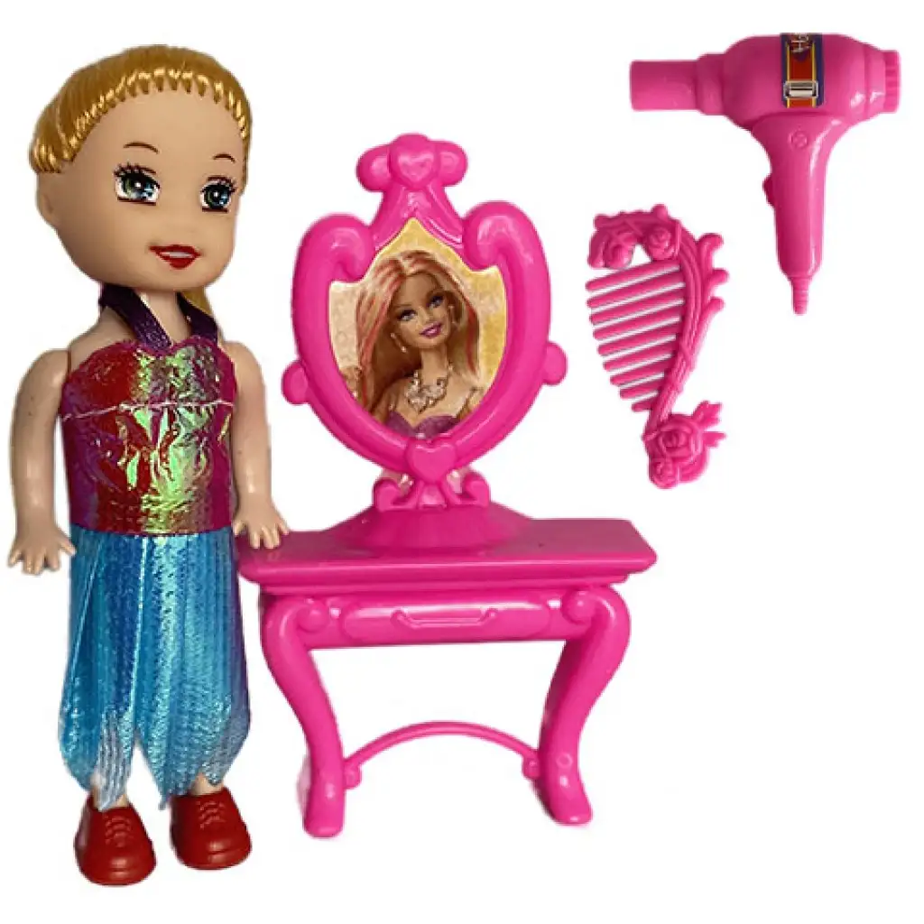Katie: Ashley Puppe mit Frisiertisch und Friseurzubehör 10cm Bild 1