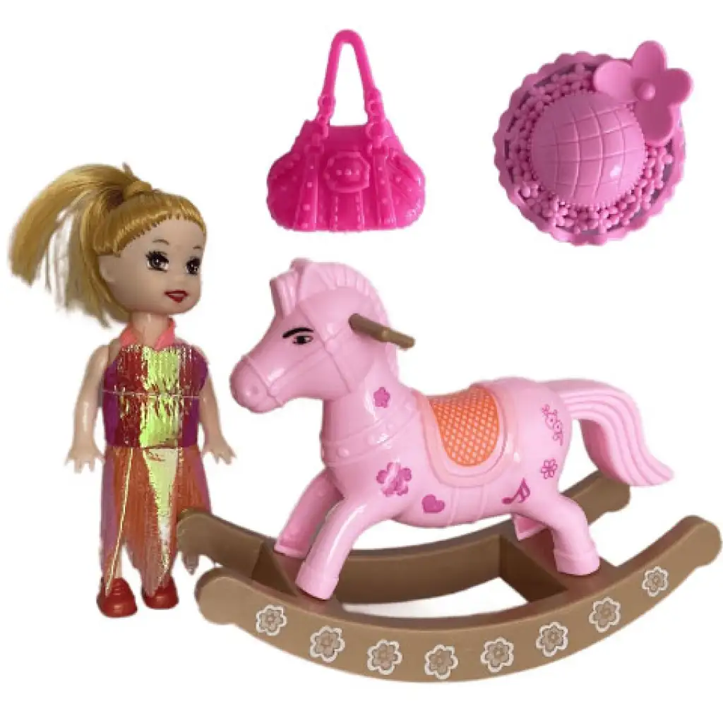 Katie: Grace Baby mit Schaukelpferd und Zubehör 10cm Bild 1