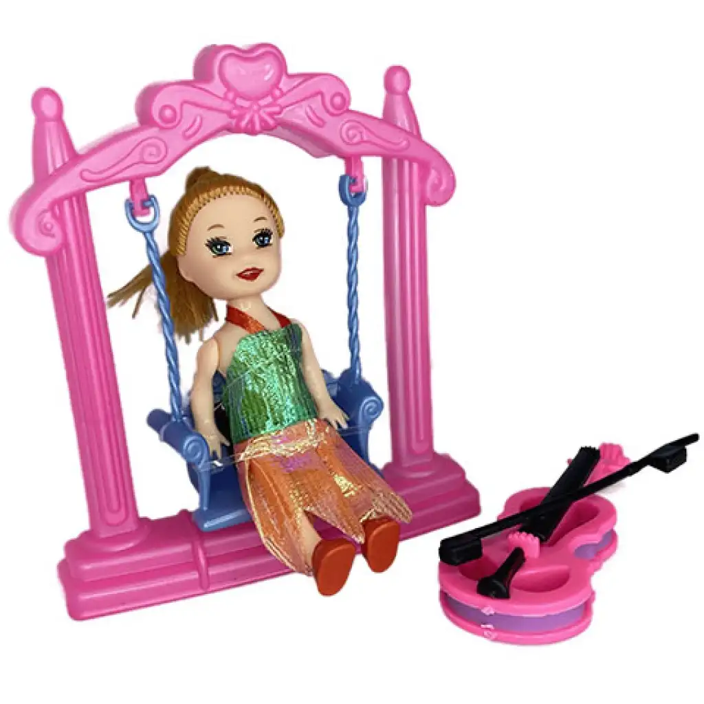 Katie: Sandra Puppe mit rosa Schaukel und Geige 10cm Bild 1