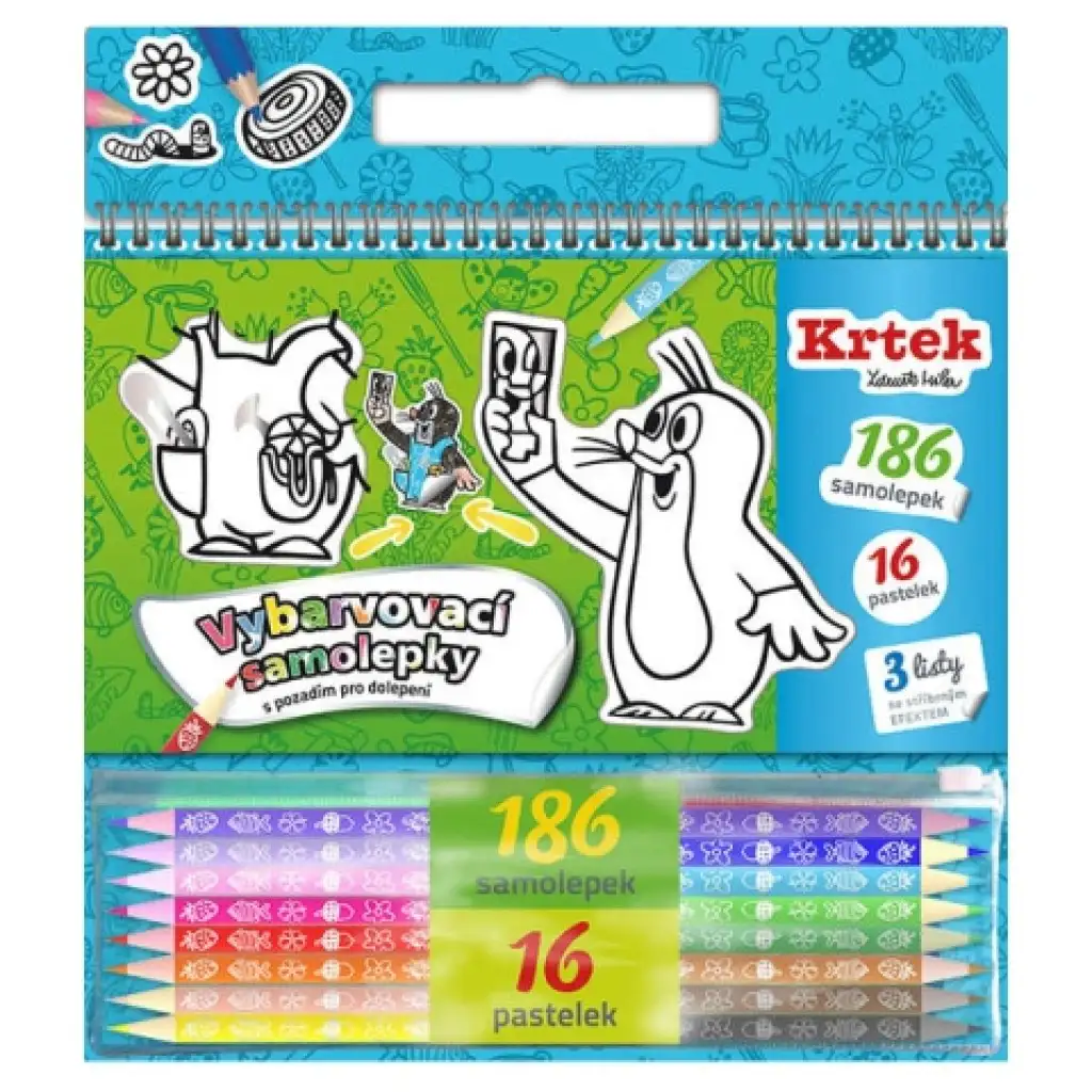 Kleiner Maulwurf ausmalbare Aufkleber-Set 186 Stück mit 16 Buntstiften Bild 1