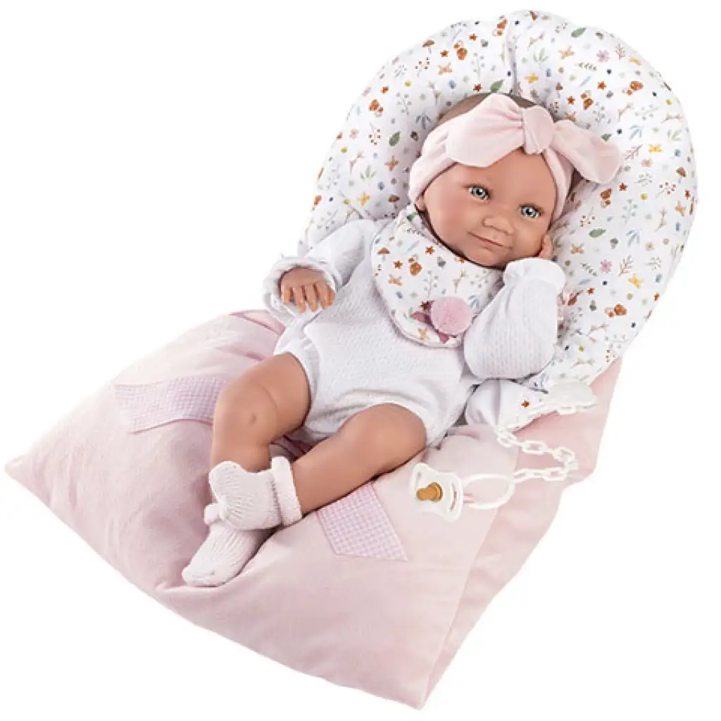 Llorens: 38 cm großes neugeborenes Mädchenpuppe mit rosa Schlafsack Bild 2