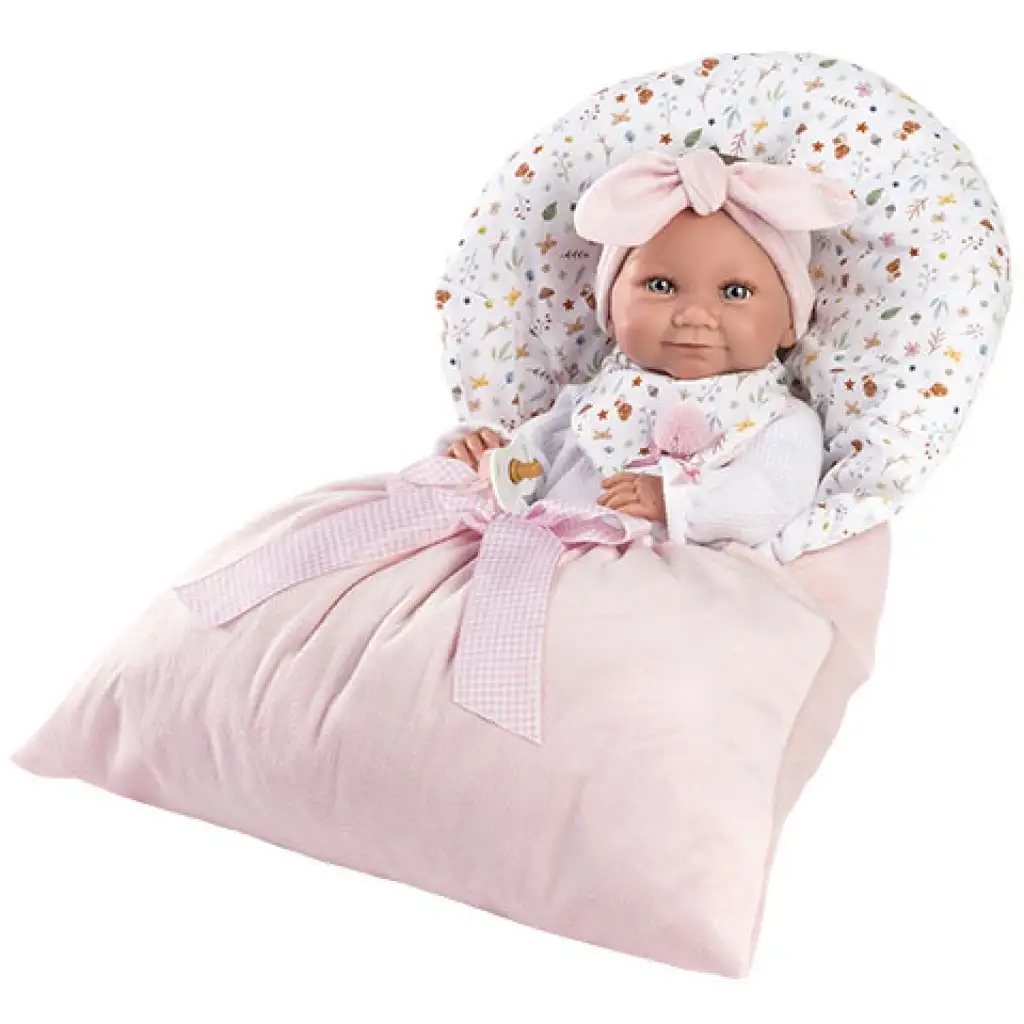 Llorens: 38 cm großes neugeborenes Mädchenpuppe mit rosa Schlafsack Bild 1