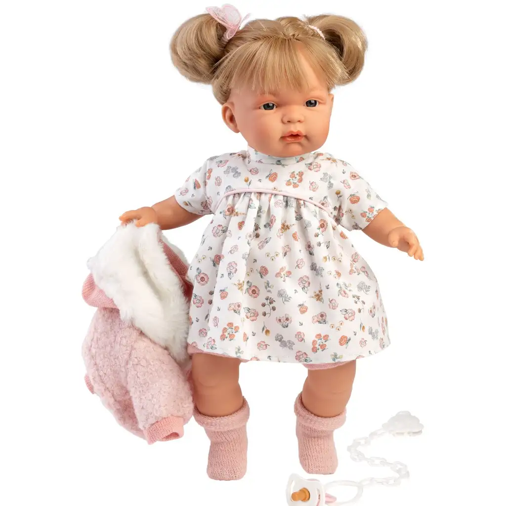 Llorens: Joelle 38 cm große Puppe mit Geräusch in einem Kleid mit Blumenmuster Bild 2