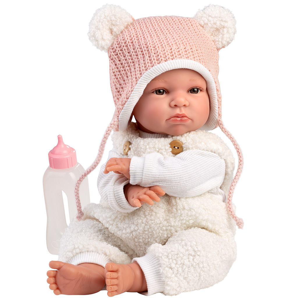 Llorens: Lara, 38 cm große weinende Babypuppe mit Bärenohren-Mütze Bild 1