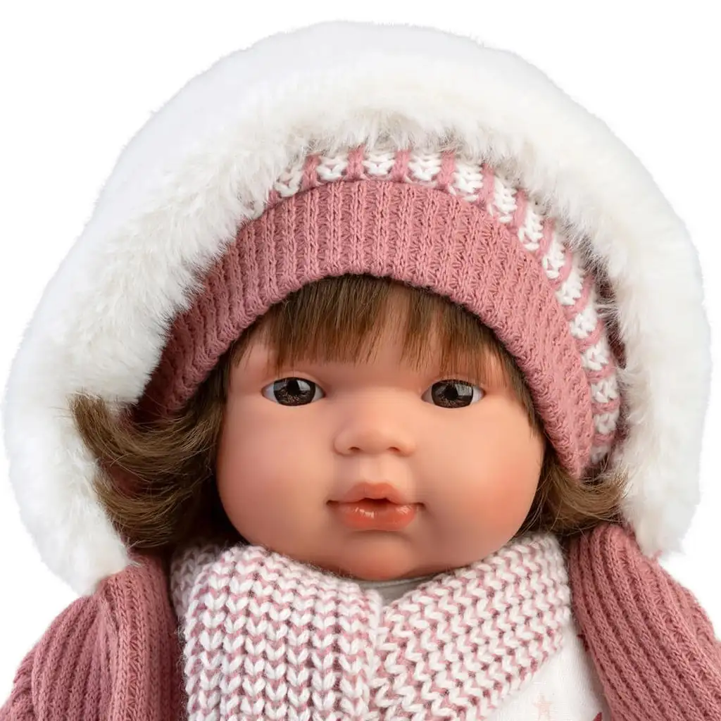 Llorens: Lola 38 cm große weinende Puppe mit Schnuller und Strickmütze Bild 4