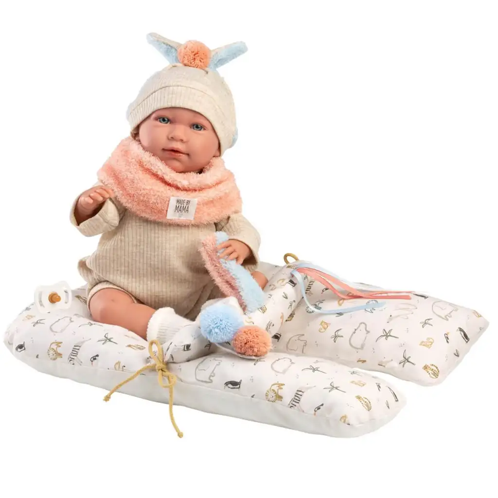 Llorens: Mimi 42 cm große weinende Puppe mit Ohrenmütze und Kissen Bild 1