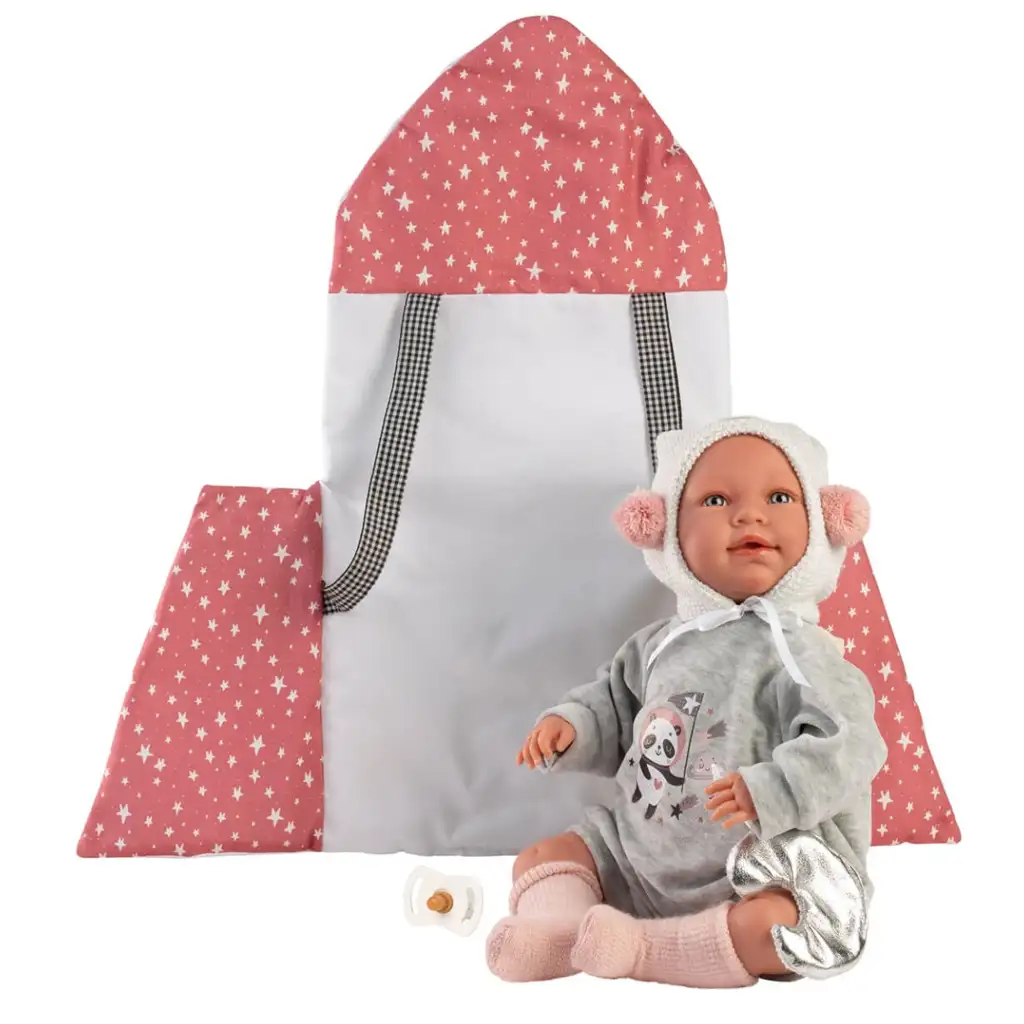 Llorens: Mimi 42 cm große weinende Puppe mit sternenförmigem Puppentragekorb Bild 1