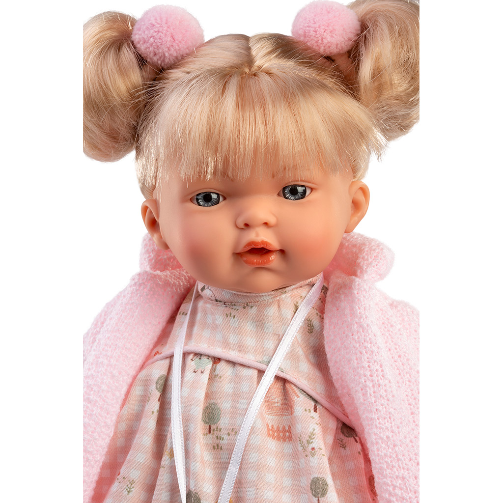 Llorens: Roberta, 33 cm große Puppe mit Schnuller in einem rosa Cardigan. Bild 3