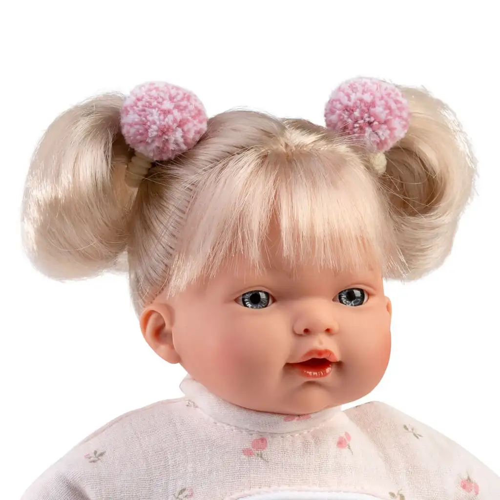 Llorens: Roberta 33 cm große weinende Puppe mit Schnuller im geblümten Kleid Bild 2