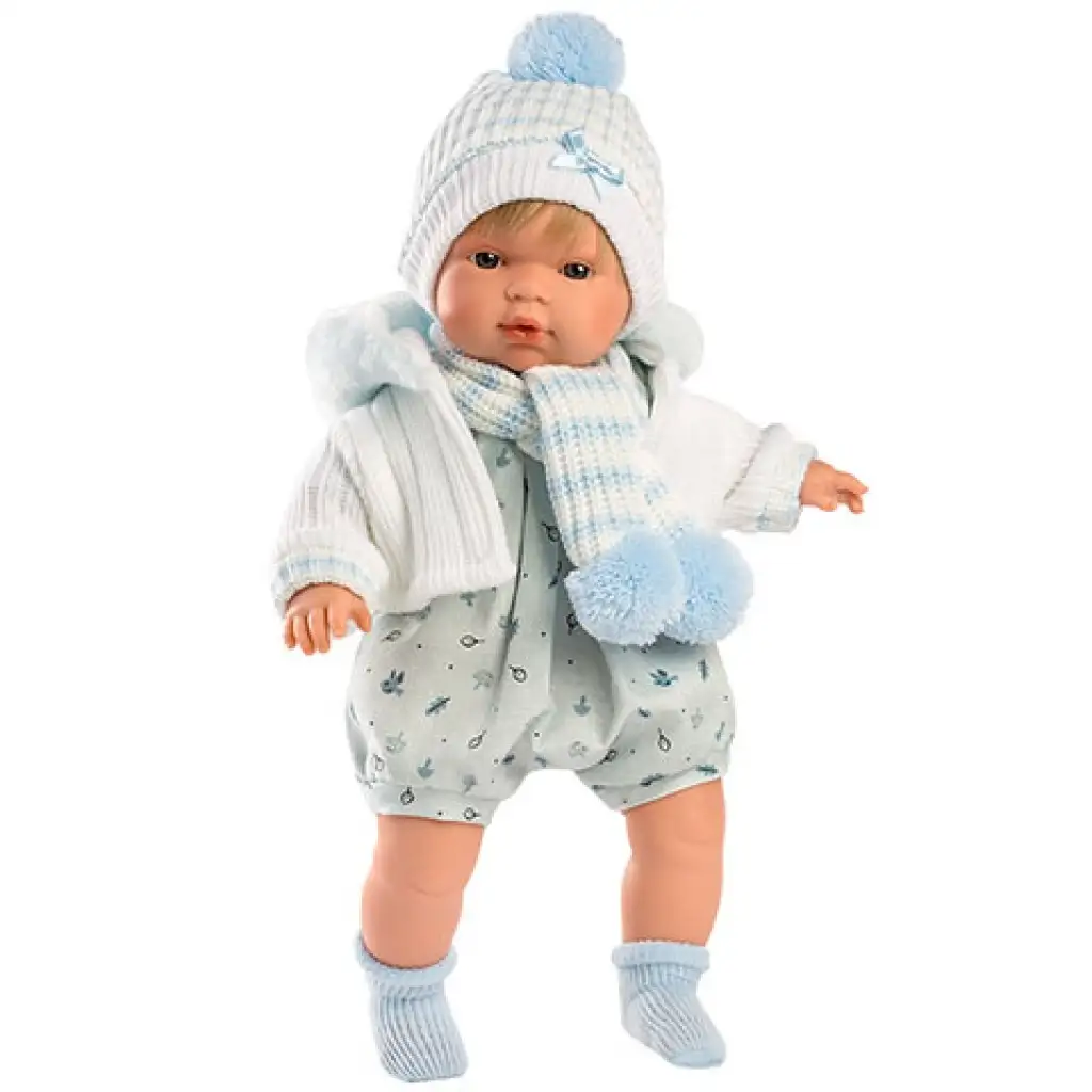 Llorens: Sasha 38 cm große weinende Puppe mit blau-weißem Mützchen Bild 1