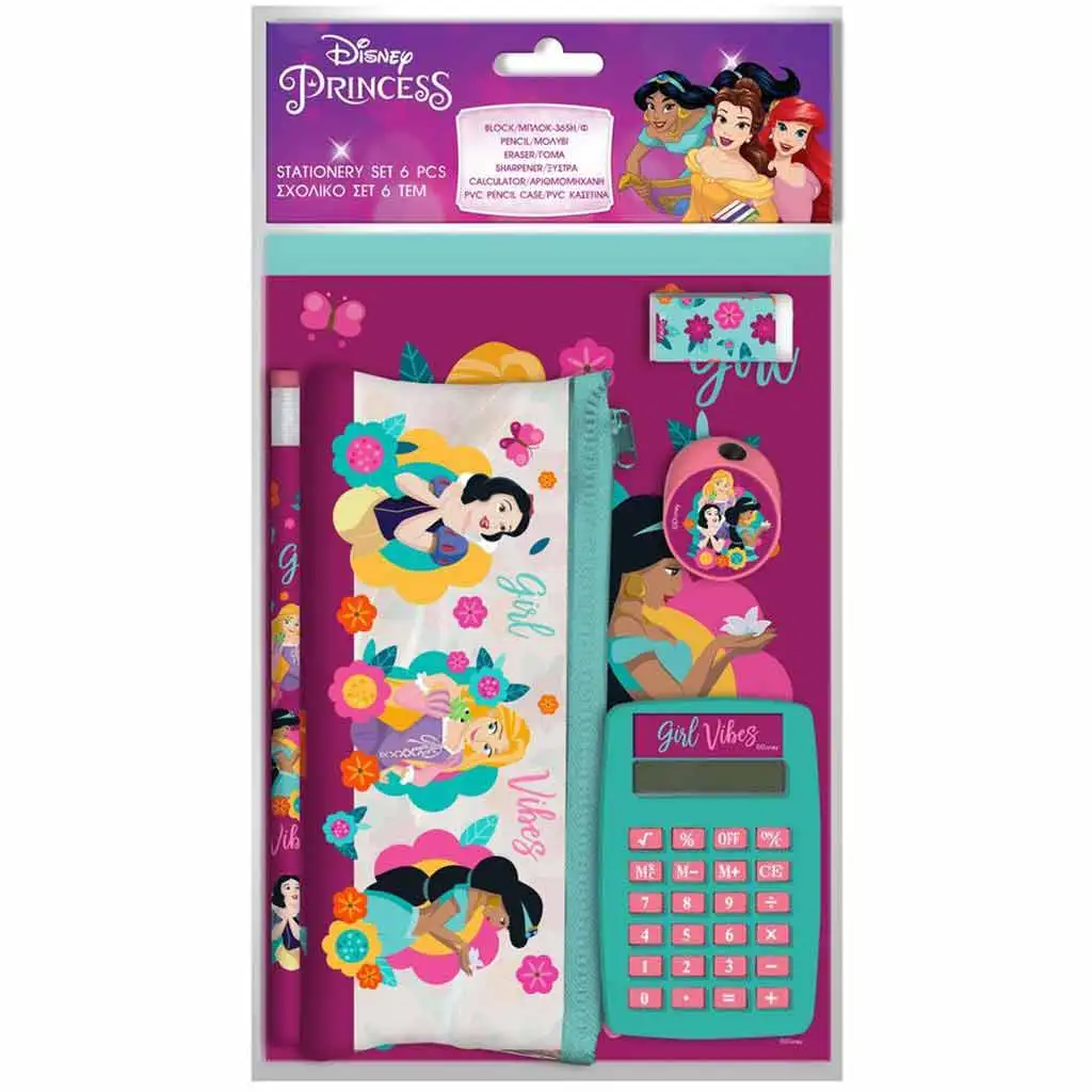 Luna: Disney Prinzessinnen Schreibset mit Taschenrechner 6er-Pack Bild 1