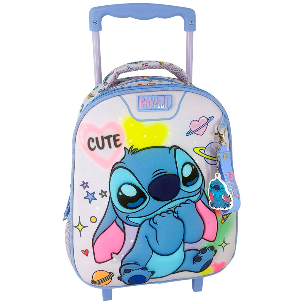 Luna: Disney Stitch – 2‑fächeriger, rollbarer Kindergartenrucksack, 27×10×31 cm Bild 1