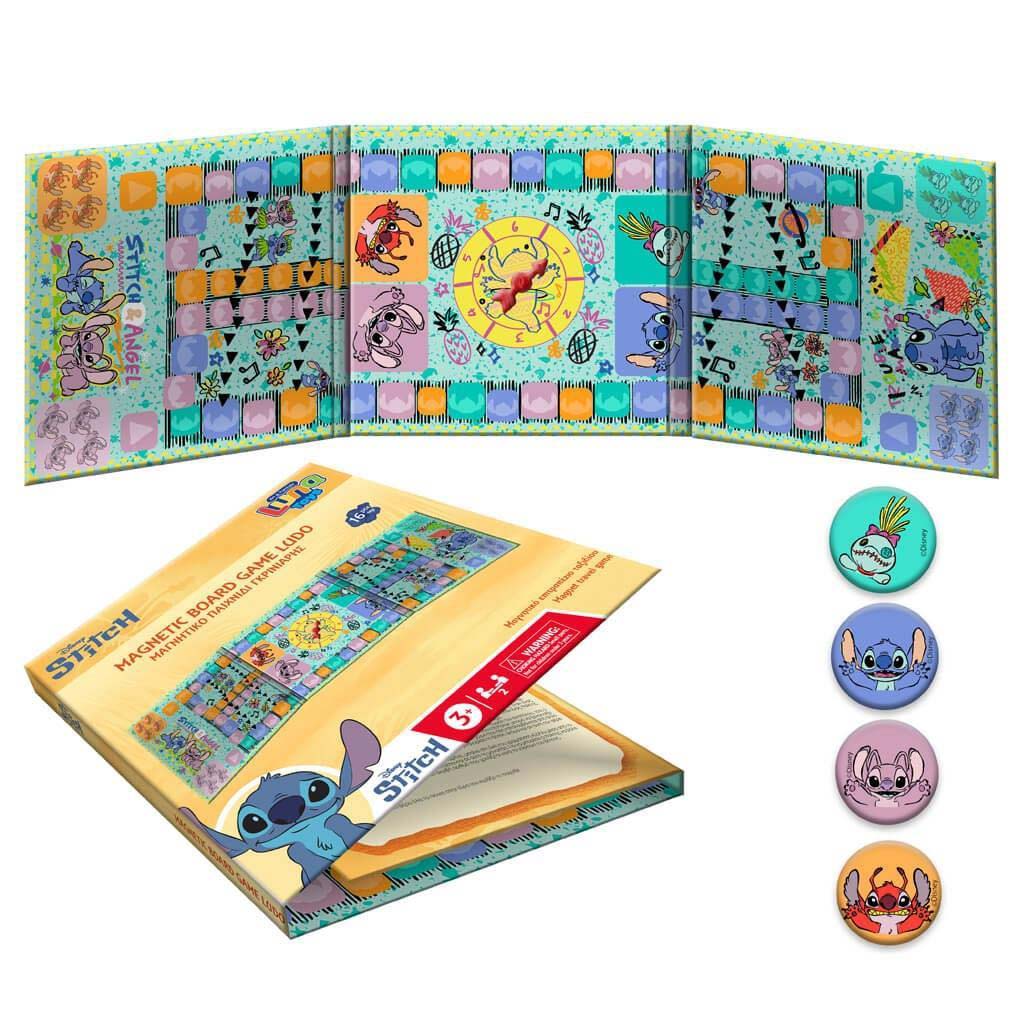 Luna: Magnetisches, faltbares „Mensch ärgere dich nicht“-Gesellschaftsspiel mit Disney-Stitch-Figuren Bild 1