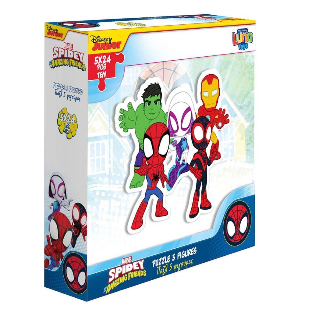Luna: Marvel Spidey Figuren 5x24 Teile Puzzle Bild 1