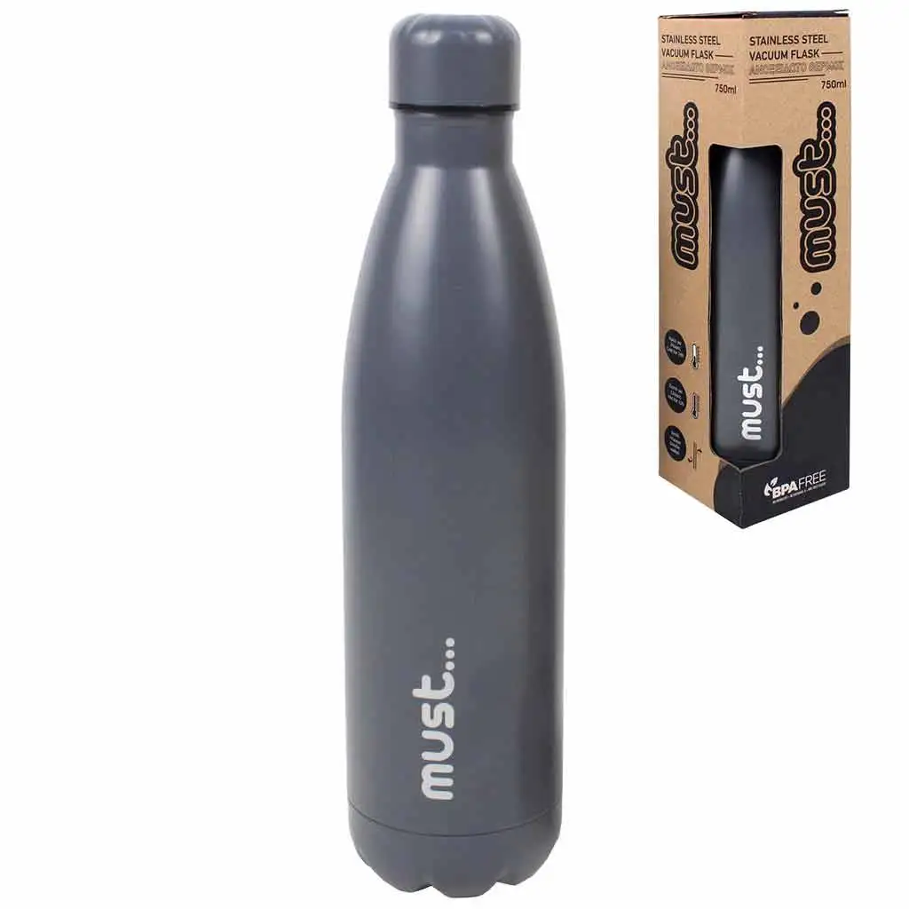 Luna: Schwarz - Edelstahl Vakuum Trinkflasche 750ml Bild 1