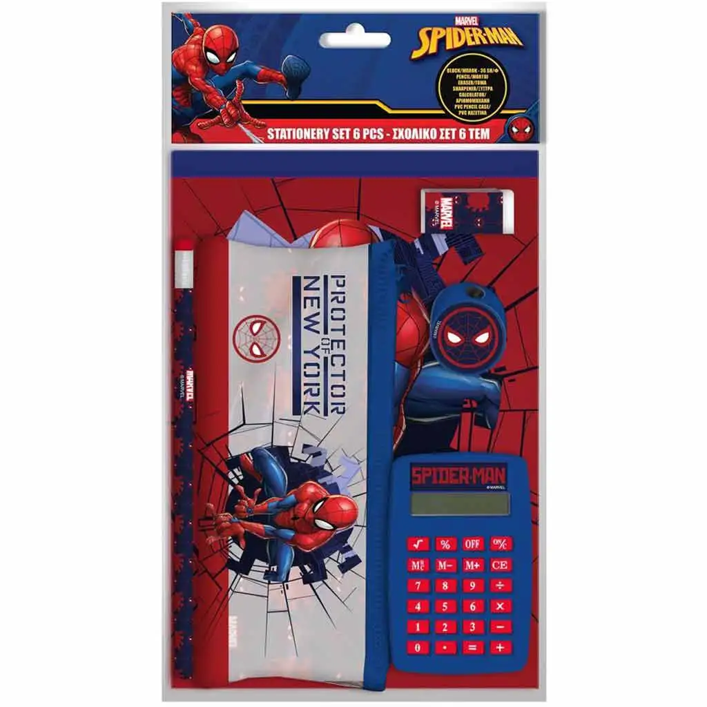 Luna: Spider-Man Schreibset mit Taschenrechner 6-teilig Bild 1