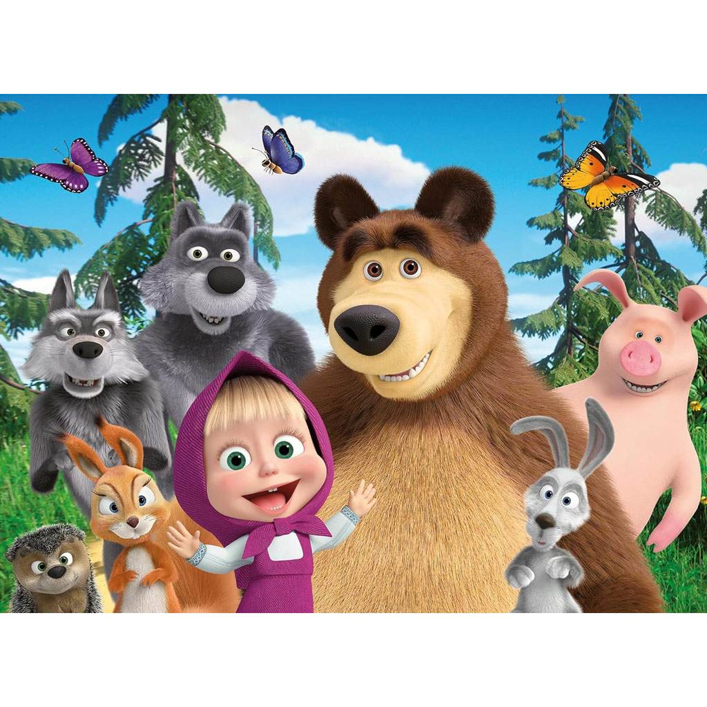 Masha und der Bär 2 in 1 60-teiliges Eco Puzzle und Malbuch 70x50cm - Lisciani Bild 2