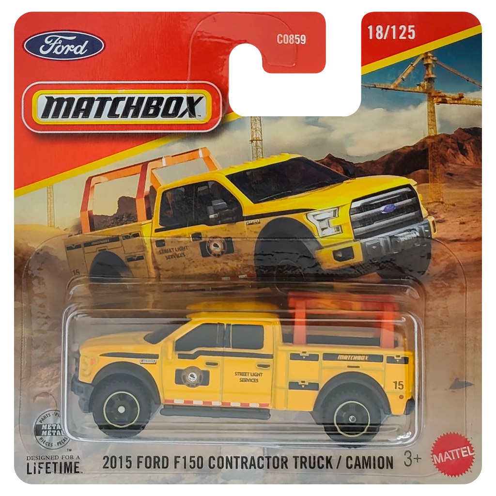 Matchbox: 2015 Ford F-150 Contractor Truck gelbes Spielzeugauto 1/64 - Mattel Bild 1