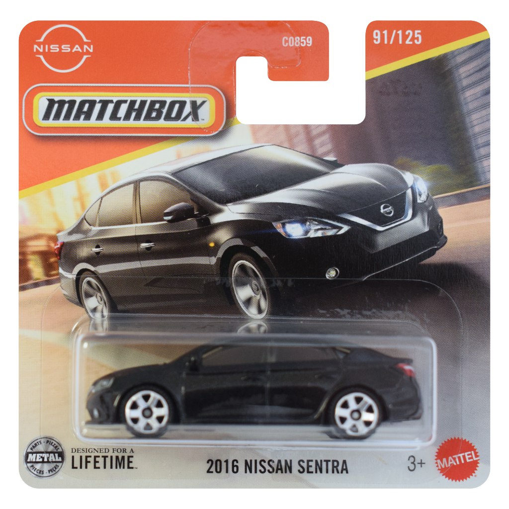 Matchbox: 2016 Nissan Sentra schwarzes kleines Auto 1/64 - Mattel Bild 1