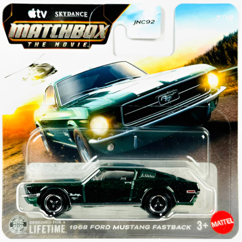 Matchbox A Film: 1968 Ford Mustang Fastback Spielzeugauto 1/64 - Mattel Bild 1