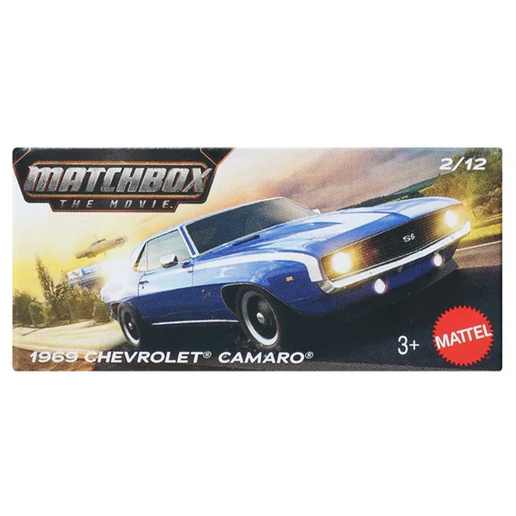 Matchbox A Film: 1969 Chevrolet Camaro Pappschachtel Spielzeugauto 1/64 – Mattel Bild 1