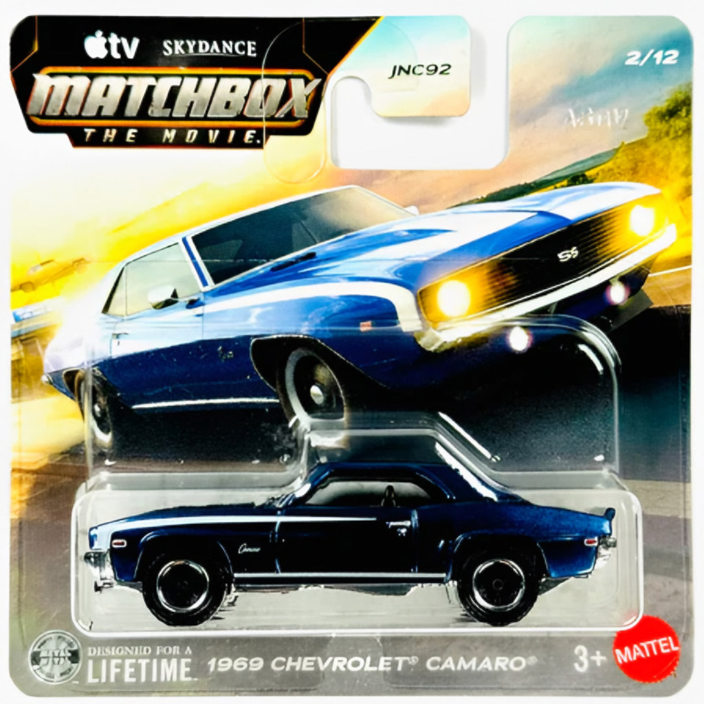 Matchbox A Film: 1969 Chevrolet Camaro Spielzeugauto 1/64 - Mattel Bild 1