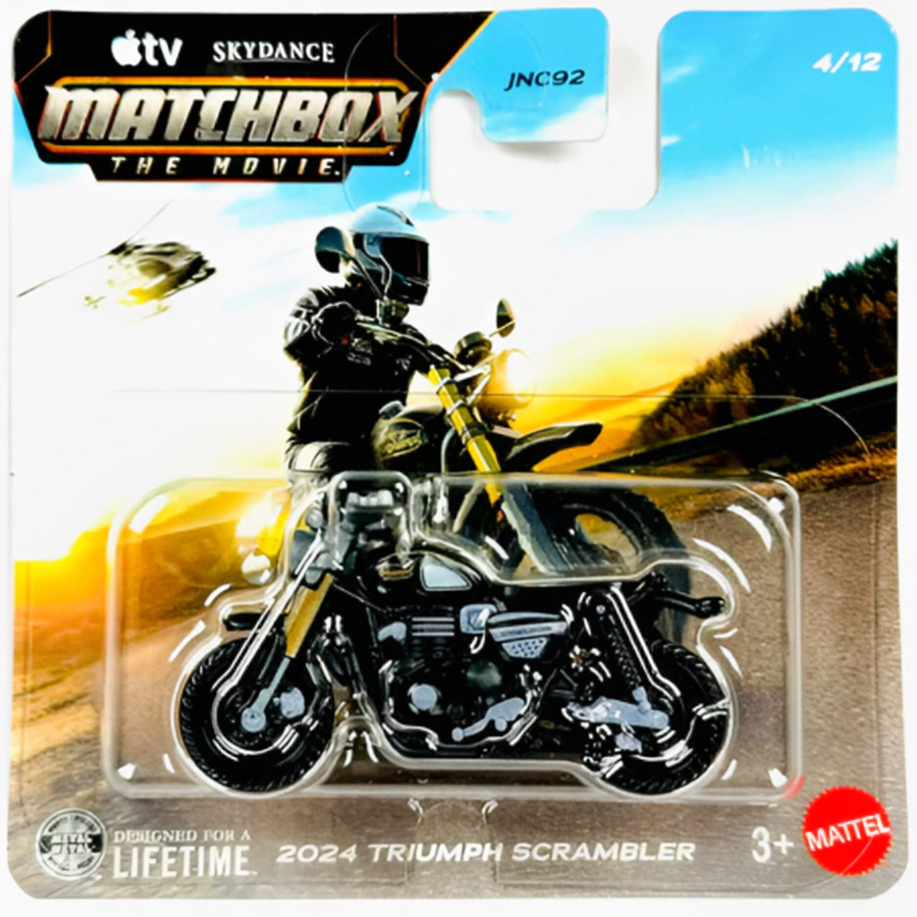 Matchbox A Film: 2024 Triumph Scrambler Kleinkraftrad 1/64 - Mattel Bild 1