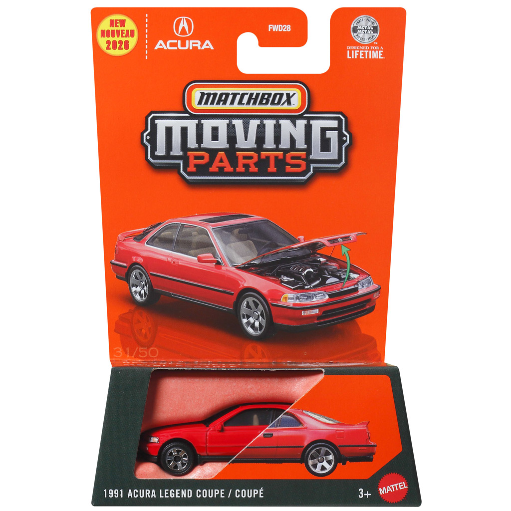 Matchbox bewegliche Teile: 1991 Acura Legend Coupe öffnendes Spielzeugauto 1/64 - Mattel Bild 1