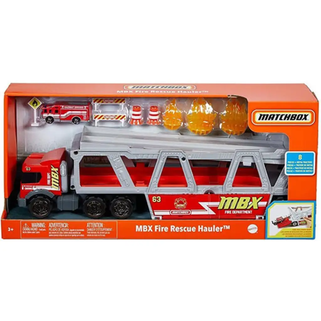 Matchbox Feuerwehr-Transportfahrzeug mit Zubehör - Mattel Bild 1