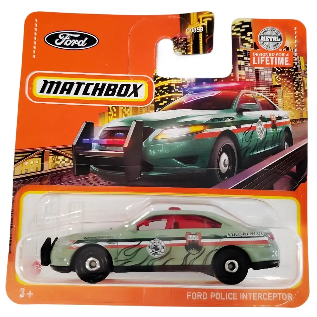 Matchbox: Ford Police Interceptor mit flammendem Muster 1/64 Spielzeugauto - Mattel Bild 1
