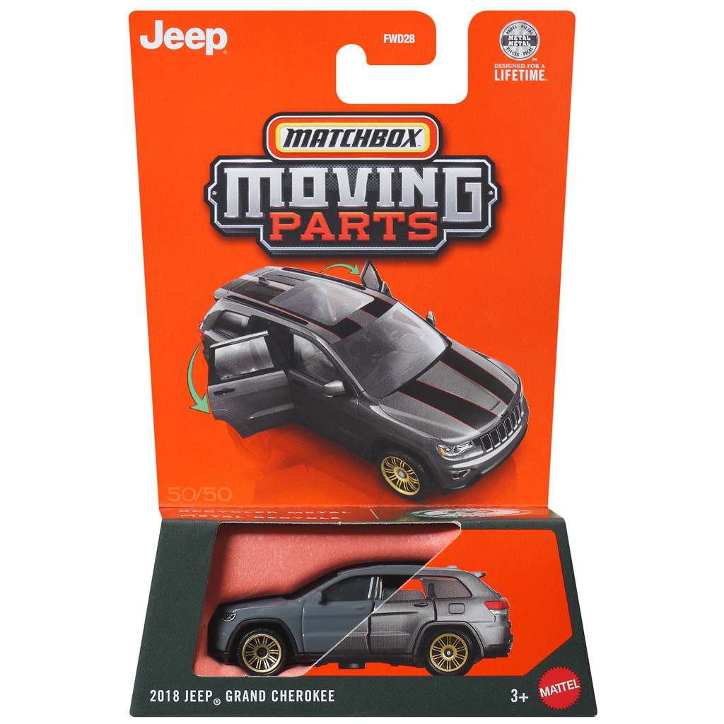 Matchbox Moving Parts: 2018 Jeep Grand Cherokee öffnendes Spielzeugauto 1/64 - Matt Bild 1