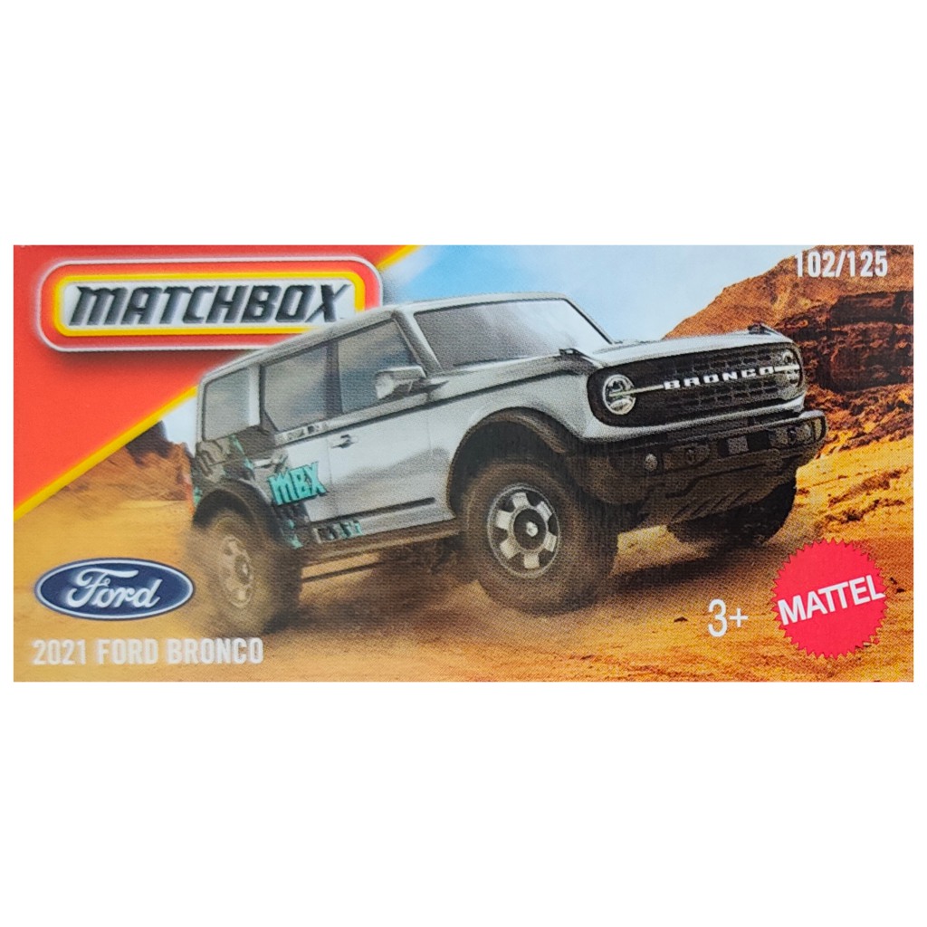 Matchbox: Pappschachtel 2021 Ford Bronco grauer Kleinwagen 1/64 - Mattel Bild 1