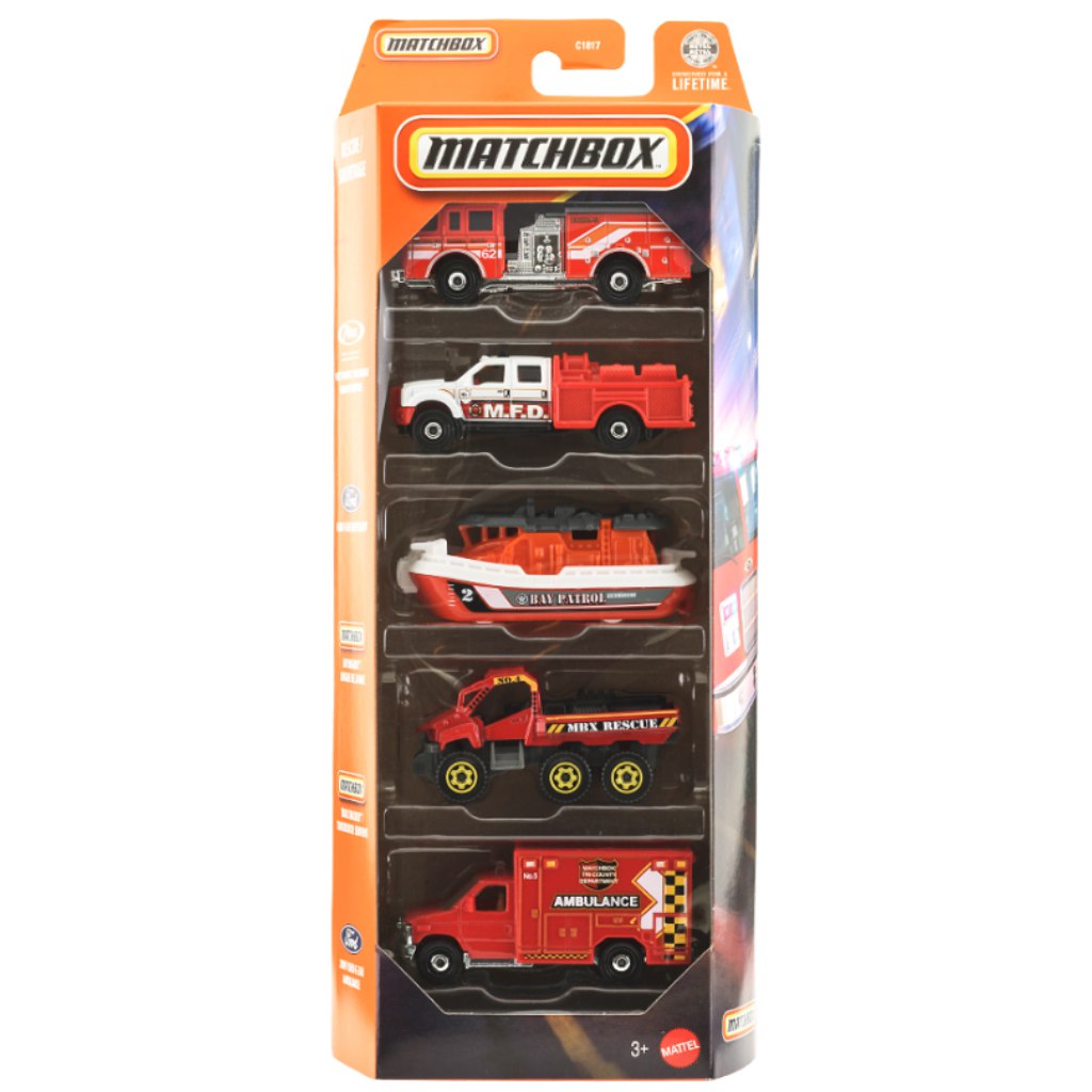 Matchbox: Rettung 5er Set Spielzeugautos 1/64 - Mattel Bild 1