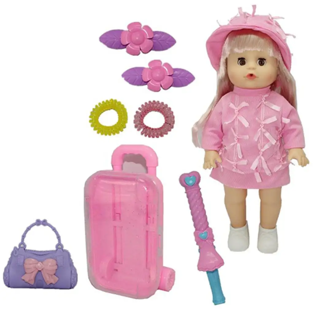 Melani 36 cm große Puppe, die pinkelt, mit Koffer, Zubehör und Soundeffekten Bild 1