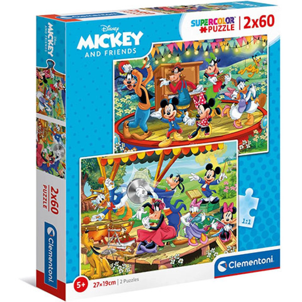 Mickey Maus Supercolor 2-in-1 Puzzle 2x60 Teile - Clementoni Bild 1