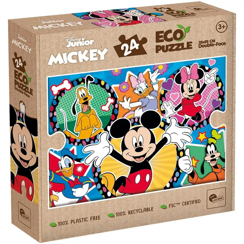 Micky Maus und seine Freunde 2-in-1 24-teiliges Eco-Mini-Puzzle und Ausmalbild 35x25cm – Lisciani Bild 1