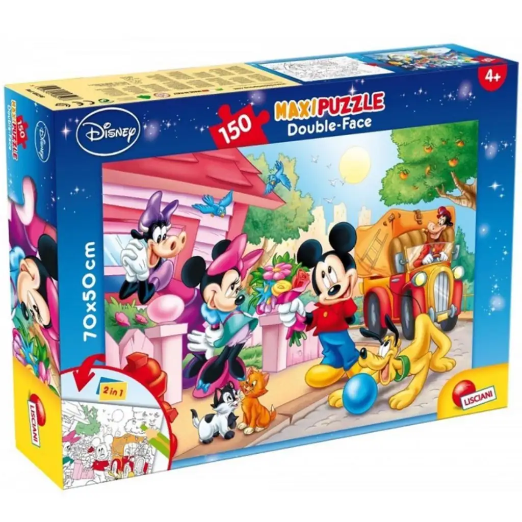 Micky Maus und seine Freunde 2-in-1 Puzzle und Malset, 150 Teile, 70x50 cm – Lisciani Bild 1
