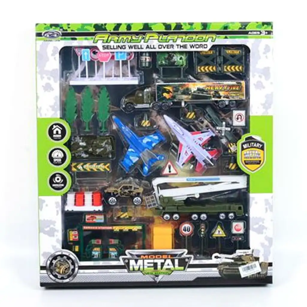 Militärspielset mit Flugzeugen, Tankstelle und Zubehör Bild 1