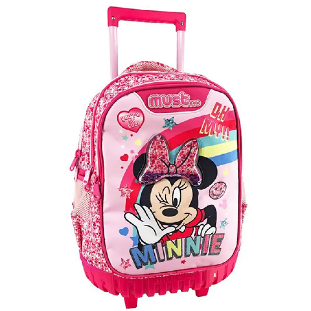 Minnie Maus dreifächeriger, rollender Schulranzen, Rucksack Bild 1