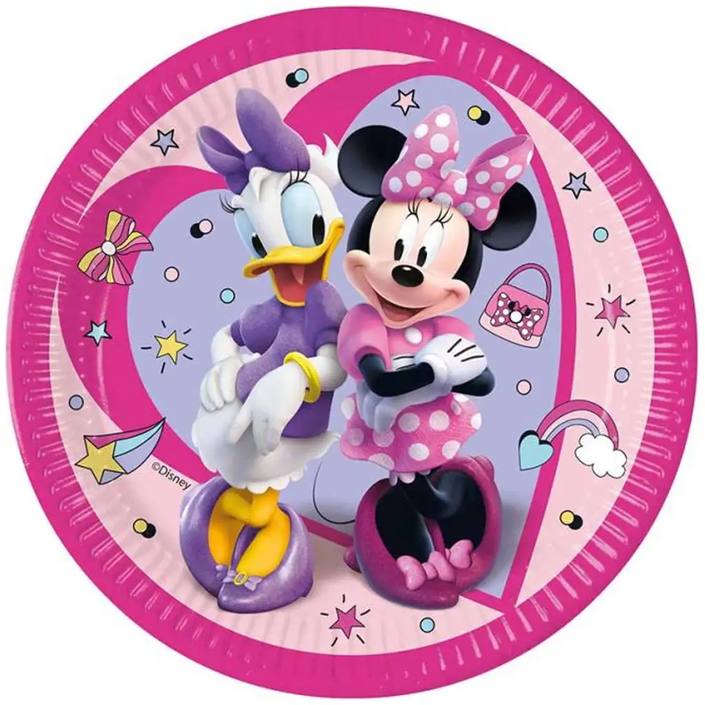 Minnie Maus und Daisy gemusterte rosa Pappteller 8er-Set 23cm Bild 1