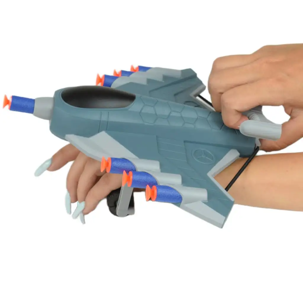 Missile Hand: Flugzeugförmige Schaumstoffschusswaffe mit Geschossen und Zielen 23cm Bild 3