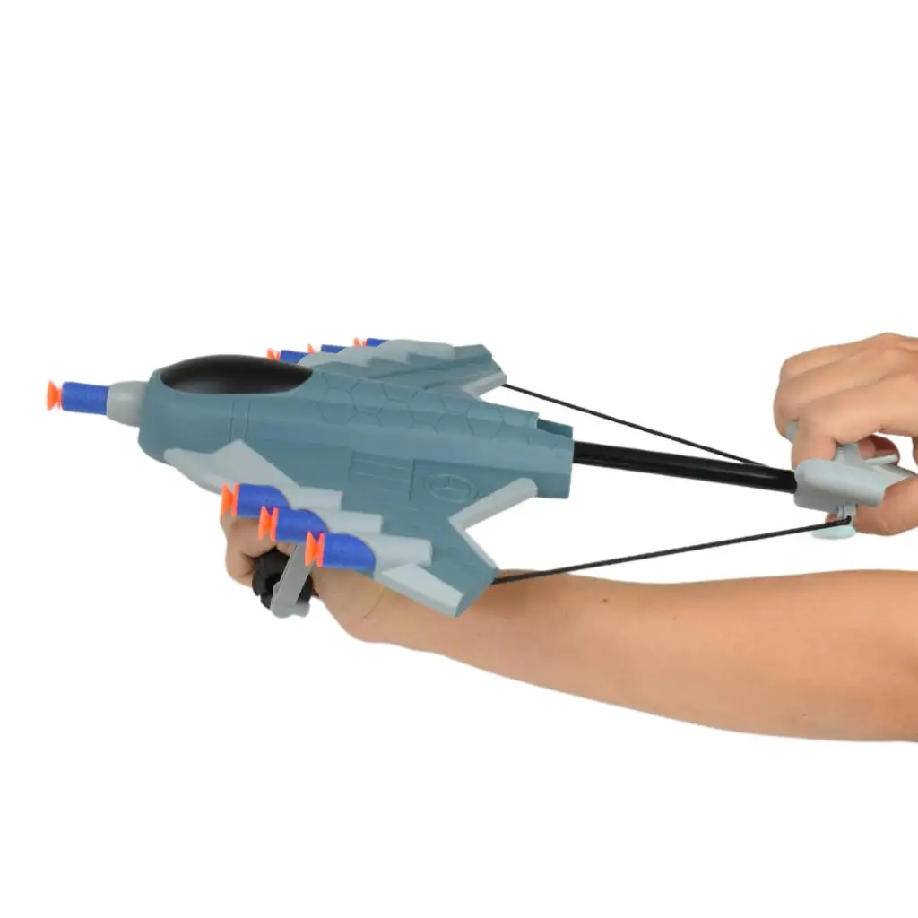 Missile Hand: Flugzeugförmige Schaumstoffschusswaffe mit Geschossen und Zielen 23cm Bild 4