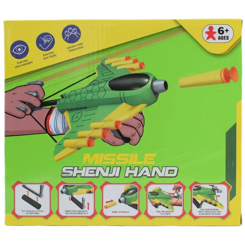 Missile Hand: Flugzeugförmige Schaumstoffschusswaffe mit Geschossen und Zielen 23cm Bild 6